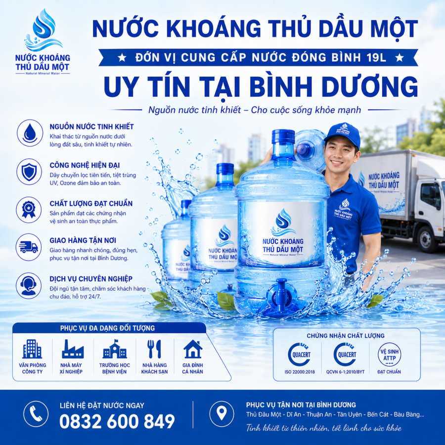 Nước Khoáng Thủ Dầu Một – Đơn Vị Cung Cấp Nước Đóng Bình 19L Uy Tín Tại Bình Dương